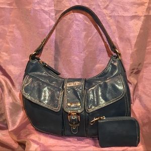 Genuine leather Blue shoulder bag purse